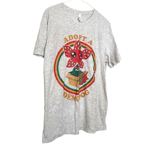 Bella + Canvas Adopt A Demodog Graphic Short Sleeve Gray T-Shirt Size Large - Picture 2 of 6